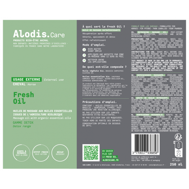 Huile de massage rafraichissante Fresh Oil ALODIS CARE