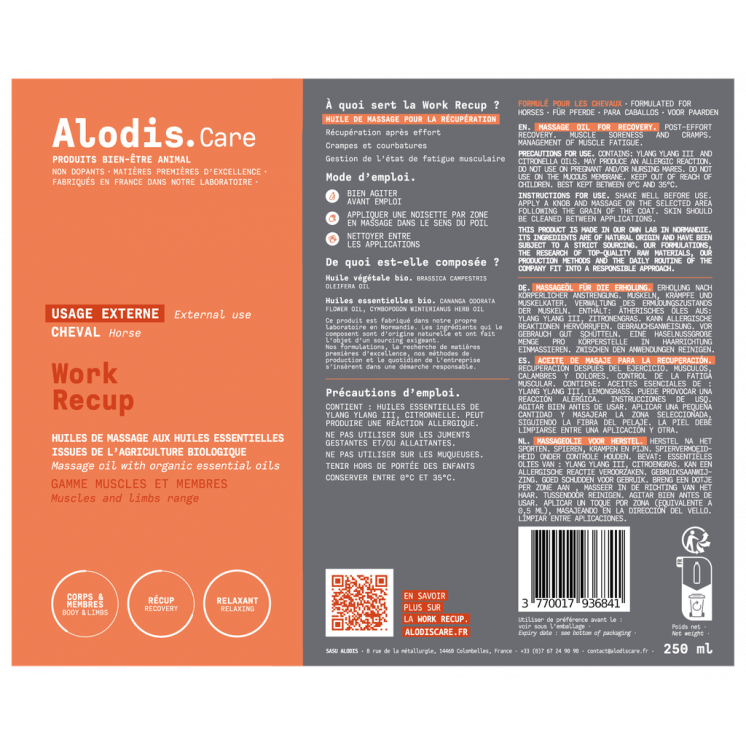 Huile de massage apaisante Work Recup ALODIS CARE